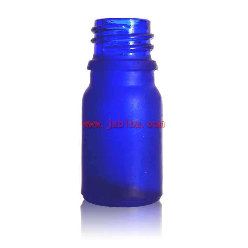 蓝色玻璃瓶蒙砂加工磨砂精油瓶化妆品包装瓶