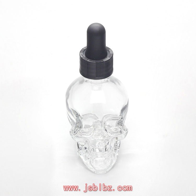 30ml骷髅头瓶玻璃滴管瓶带全塑胶头滴管