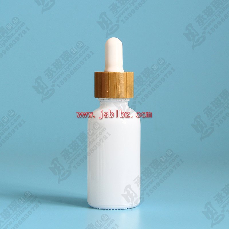 高端化妆品包装瓶喷涂瓷白色玻璃滴管瓶